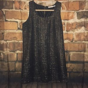 BLU PEPPER TWEED BLACK/GOLD MINI DRESS SIZE L